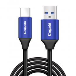 Cababi 1M Cababi Quick Charge Type-C / USB-C Kabel - Svart/Blå - Teknikhallen.se
