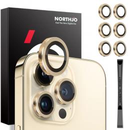 NORTHJO iPhone 14 Pro/Pro Max/15 Pro/Pro Max Linsskydd 2-PACK Guld