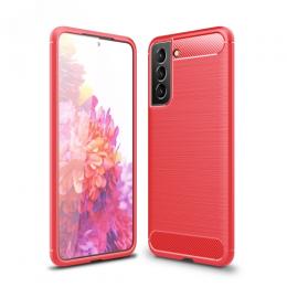 Samsung Galaxy S21 FE Skal Borstad Stål Textur Röd