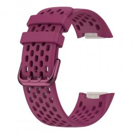 Fitbit Charge 6 / 5 Armband Silikon Ihåligt Vinröd