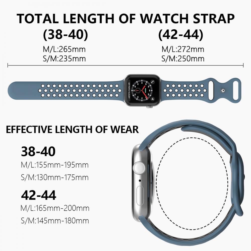 Sportarmband Dual-Color Apple Watch 41/40/38 mm (M/L) Bl/Svart