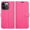 iPhone 13 Pro Max - Litchi Slim Lder Fodral - Rosa