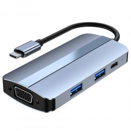 7in1 100W USB-C Dockningsstation VGA/USB-C/USB 3.0 Blå