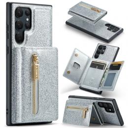 DG.MING Galaxy S24 Ultra Skal Magnetisk Plånbok Glitter Silver