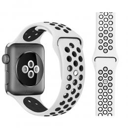  Ihåligt Silikon Armband Apple Watch 41/40/38 mm (M/L) - Vit/Svart - Teknikhallen.se
