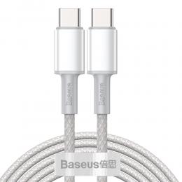 BASEUS Baseus 2m 100W 5A PD QC USB-C - USB-C Flätad Nylon Kabel - Vit - Teknikhallen.se