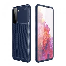 Samsung Galaxy S21 FE Skal Kolfiber Textur Blå