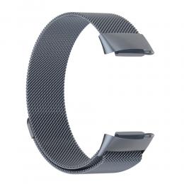 Fitbit Charge 6 / 5 Metall Armband Milanese Loop Grå