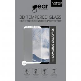 GEAR Samsung S8 Skärmskydd Härdat Glas 3D Full Cover Vit