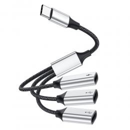 3in1 60W USB-C - 3x USB-C Hona Adapter Silver