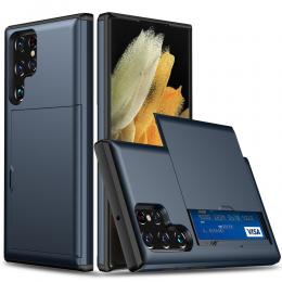 Samsung Galaxy S24 Ultra Skal Med Kortfack Mörk Blå