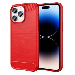iPhone 14 Pro Skal Borstad Stål Textur Röd