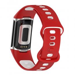 Fitbit Charge 5 Armband Silikon Tvåfärgat Röd/Vit