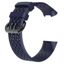 Ihåligt Silikon Armband Fitbit Charge 4/3 (L) Mörk Blå