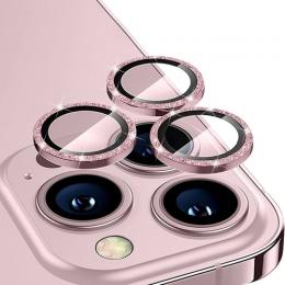 ENKAY iPhone 14 Pro / 14 Pro Max Linsskydd Aluminium Glitter Rosa