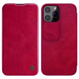 iPhone 13 Pro - NILLKIN Qin CamShield Läder Fodral - Röd