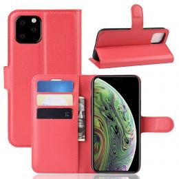 iPhone 11 Pro - Litchi Plånboksfodral - Röd
