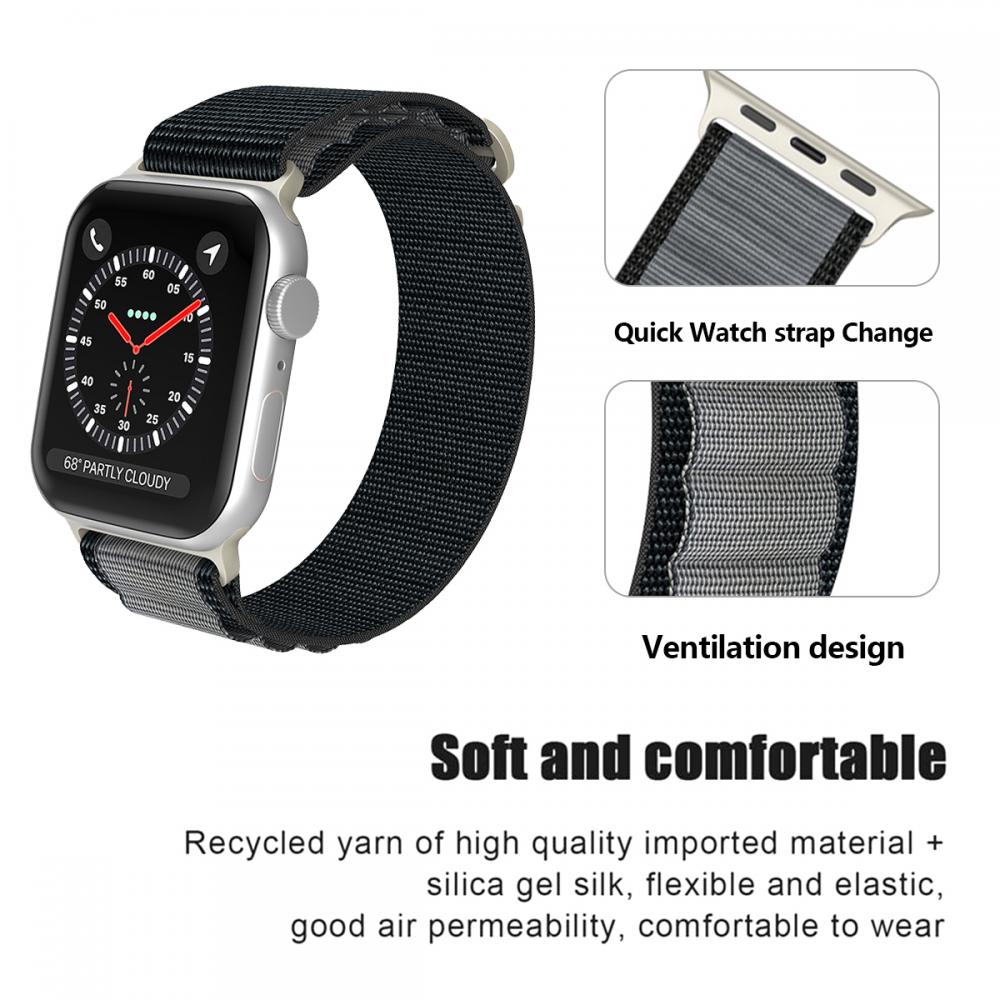 Apple Watch 42/44/45/49 mm Armband Alpine Pro Loop Svart/Gr