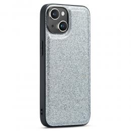 DG.MING iPhone 15 Plus Skal Läder Glitter Silver