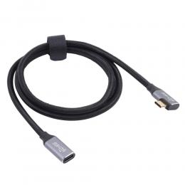 1.5m USB-C Hane Elbow - USB-C Hona Adapter Kabel Svart