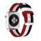 Nylon Armband Med Vertikal Design Apple Watch 42/44/45/49 mm Bl/Vit/Rd