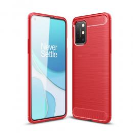  OnePlus 8T / 8T+ - Borstad Stål Textur Skal - Röd - Teknikhallen.se