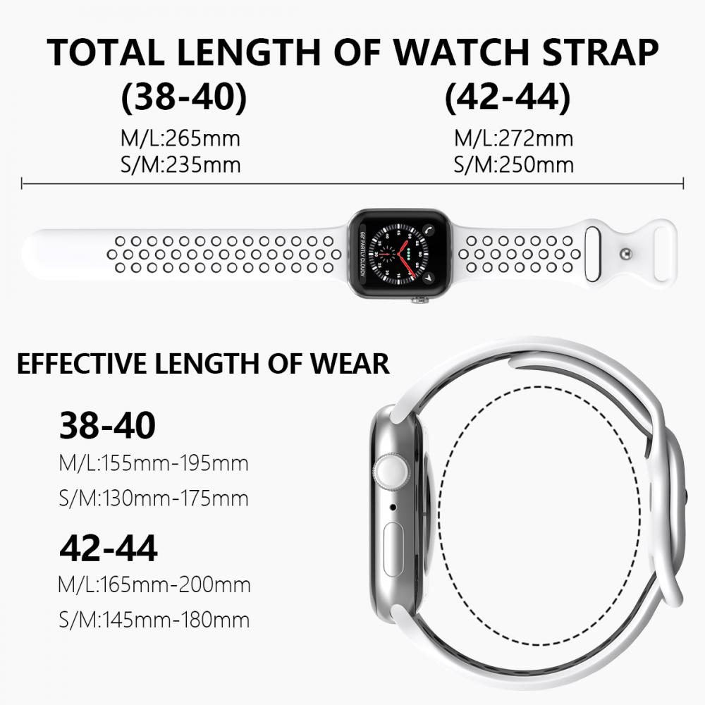 Sportarmband Dual-Color Apple Watch 41/40/38 mm (S/M) Vit/Svart