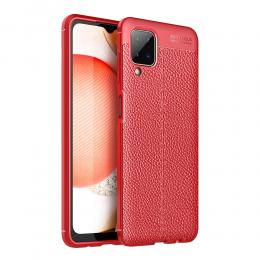 Samsung Galaxy A12 - Litchi Textur Skal - Röd