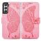 Samsung Galaxy S21 FE Fodral Big Butterfly Lder Rosa