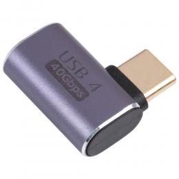 USB-C Hane - USB-C Hona Adapter Elbow USB 4.0 Aluminium Blå