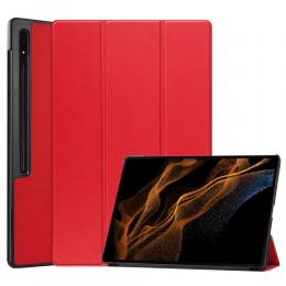 Samsung Galaxy Tab S9 Ultra Fodral Tri-Fold Läder Röd