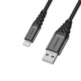 OtterBox Premium 1m Lightning - USB-A Kabel Nylonflätad Svart