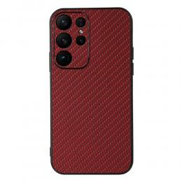 Samsung Galaxy S23 Ultra Skal Kolfiber Textur Röd