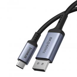 Baseus 2m USB-C - DisplayPort Nylon Kabel 8K 60Hz Svart