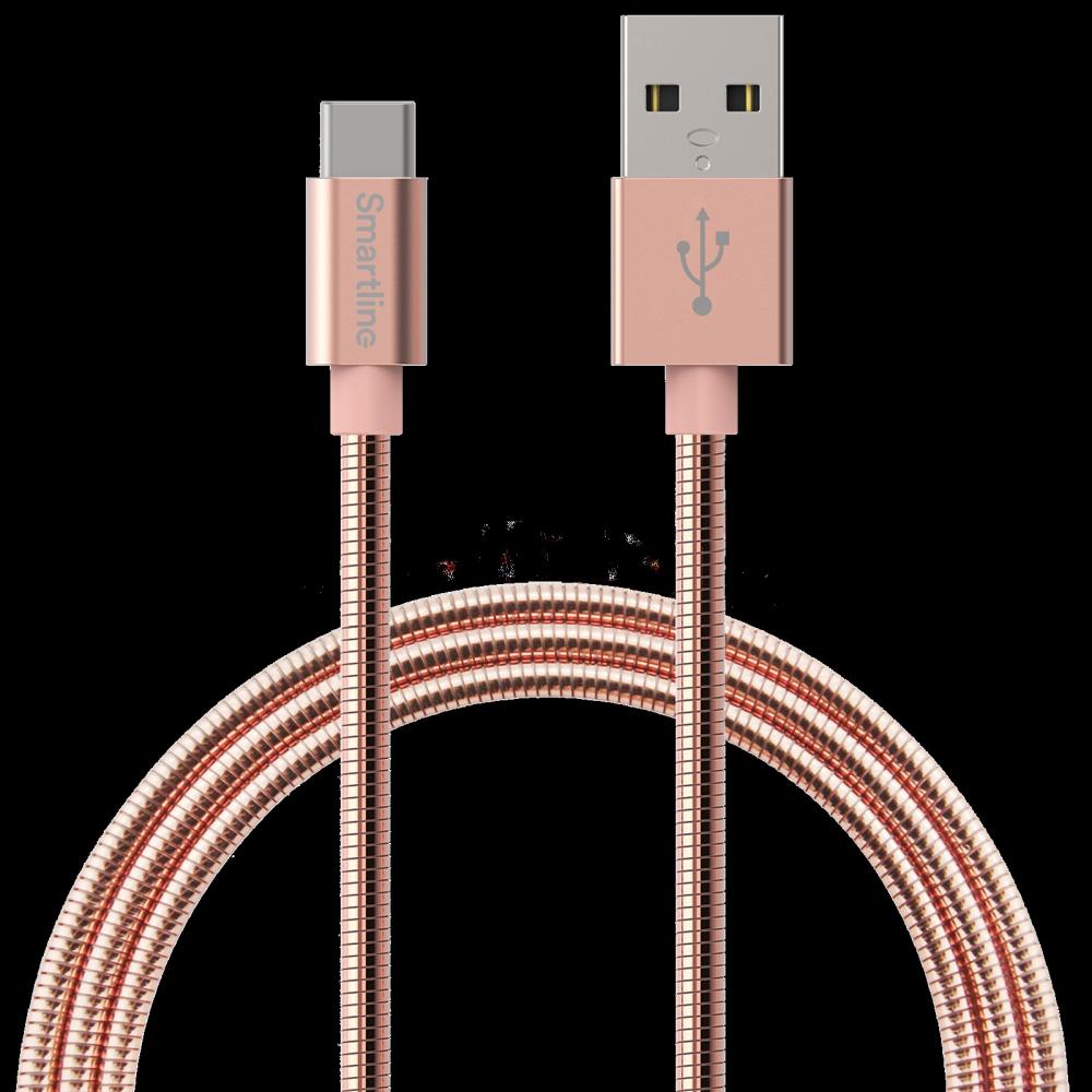 Smartline 1m 3A USB-C Laddningskabel Metallic Rosguld