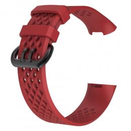  Ihåligt Silikon Armband Fitbit Charge 4/3 (L) Röd - Teknikhallen.se