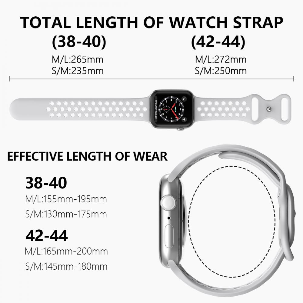Sportarmband Dual-Color Apple Watch 41/40/38 mm (S/M) Gr/Vit