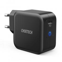Choetech 60W GaN USB-C PD + 1.8m USB-C - USB-C Kabel Svart