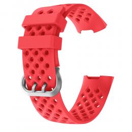  Silikon Armband Ihåligt Fitbit Charge 3 / 4 Röd - Teknikhallen.se