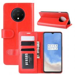 OnePlus 7T - Crazy Horse Plånboksfodral - Röd