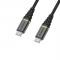 OtterBox Premium 1m PD USB-C - USB-C Kabel Nylonfltad Svart