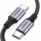 Ugreen 1m 60W 3A USB-C - USB-C Fltad Nylon Kabel - Svart/Gr