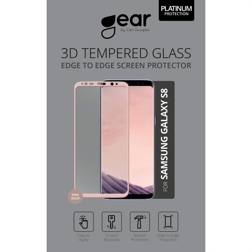 GEAR Samsung S8 Skrmskydd Hrdat Glas 3D Full Cover Rosguld