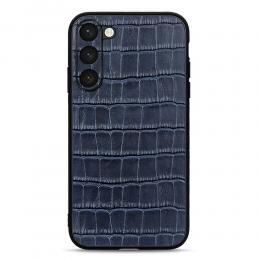 Samsung Galaxy S23 Skal Äkta Läder Krokodil Textur Blå
