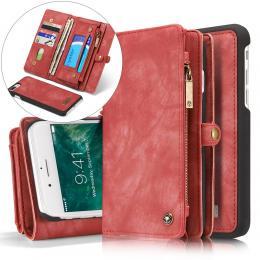 iPhone 7/8 Plus - CASEME 2-i-1 Multifunktionellt Plånboksfodral - Röd