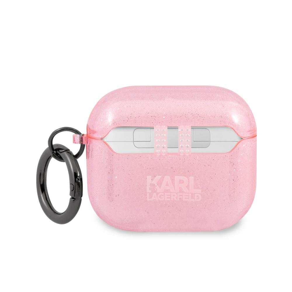 Karl Lagerfeld AirPods 3 Glitter Choupette Skal Med Ring Rosa
