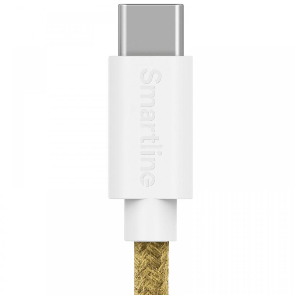Smartline 2m USB-C - Lightning MFi Fuzzy Laddningskabel Sand
