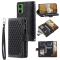 Motorola Moto G35 5G Plånboksfodral Rhombus Läder Svart