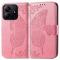 Xiaomi Redmi Note 14 5G Fodral Läder Fjäril Tryck Rosa