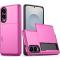 Samsung Galaxy S25 Edge Skal Hybrid Med Kortfack Rosa